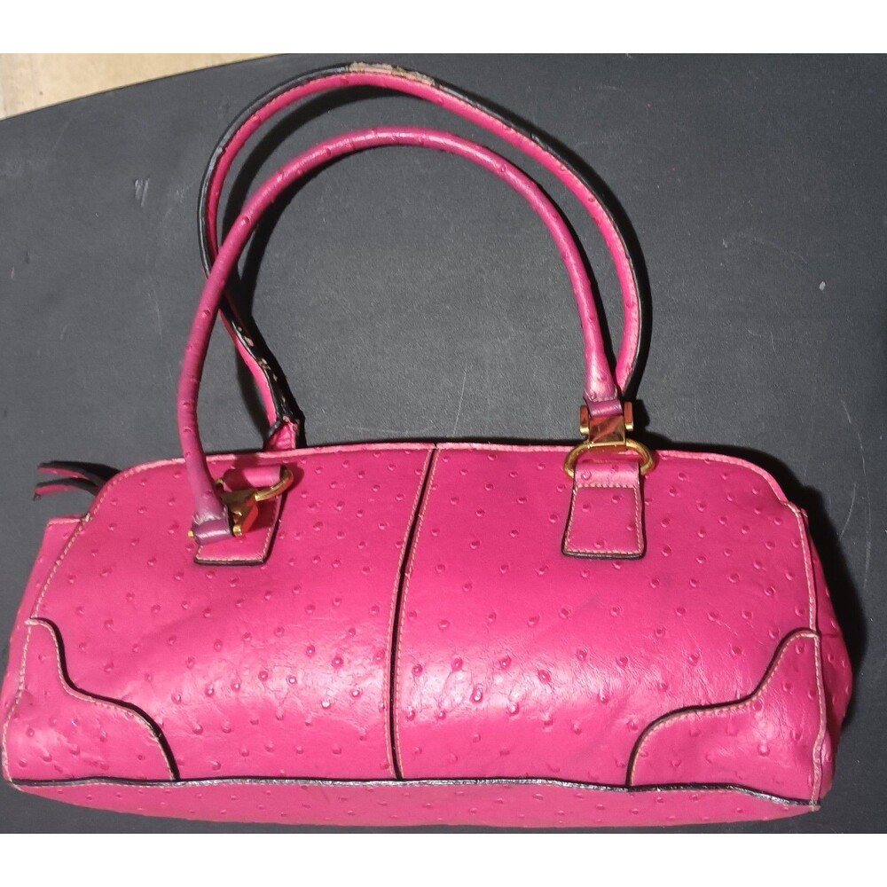 Pink faux crocodile leather purse